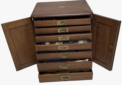 Lot 1 - A late 19th century oak table canteen of...