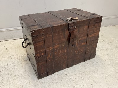 Lot 1053 - A Victorian metal bound oak effect silver...