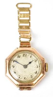 Lot 770 - A 9ct yellow gold watch head, the white enamel...