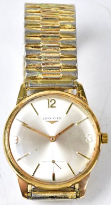 Lot 774 - LONGINES; a 9ct yellow gold wristwatch, the...