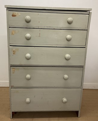 Lot 570 - A painted pine chest of five long graduating...