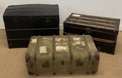Lot 571 - A painted domed trunk, height 63cm, width 85cm,...
