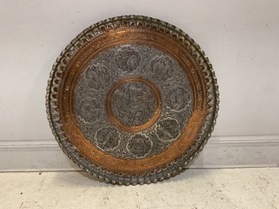 Lot 362 - A large decorative Eastern brass table top,...