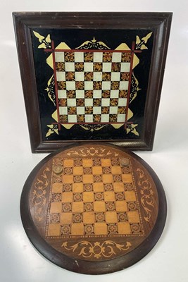 Lot 25 - A pair of chess boards, one square glass...