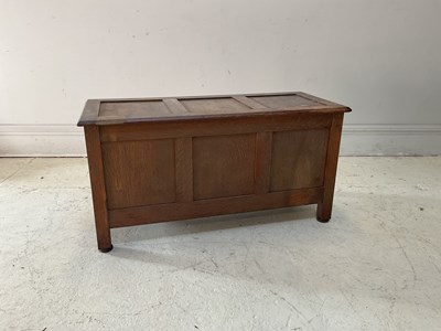 Lot 1200 - A reproduction oak blanket box, height 53cm,...