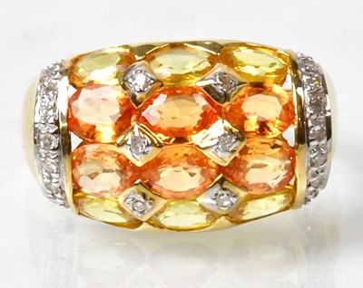 Lot 691 - An 18ct gold ring set with yellow and orange...