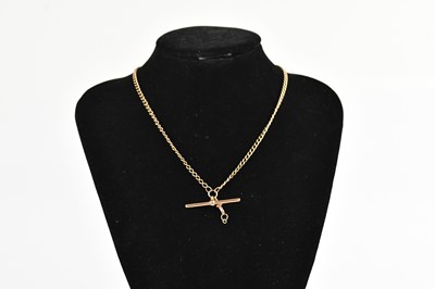 Lot 336 - A yellow metal Albert chain with 9ct gold...