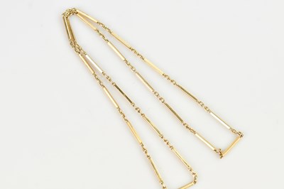 Lot 302 - A yellow metal block link necklace, length...