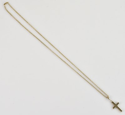 Lot 334 - A 9ct yellow gold crucifix, suspended on a...