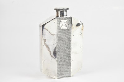 Lot 39 - An Art Deco silver plated hip flask of large...