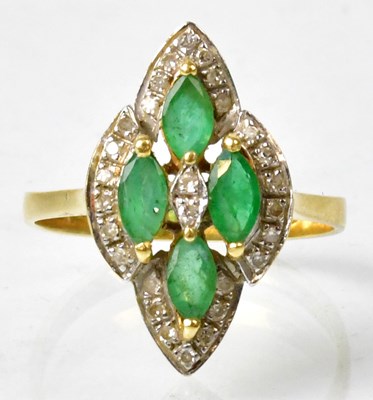 Lot 680 - An 18ct gold ring set with four marquise cut...