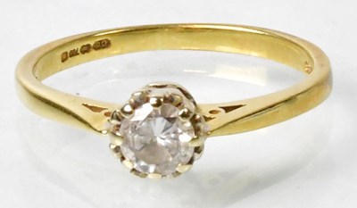 Lot 687 - An 18ct yellow gold ring claw set with a...