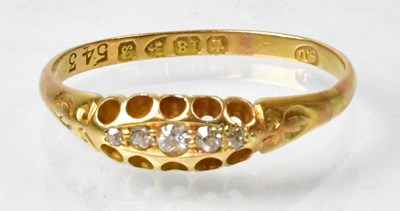 Lot 681 - An 18ct gold ring claw set with five graduated...
