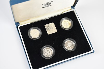Lot 612 - A set of four silver proof Piedfort £1 coins,...