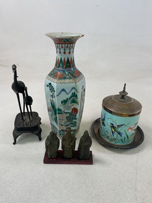 Lot 259 - A Japanese bronze okimono of two cranes,...