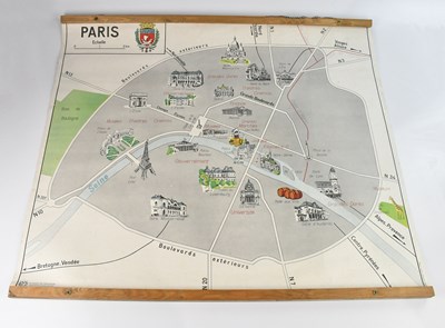 Lot 2263 - A vintage map of Paris, 79 x 91cm.