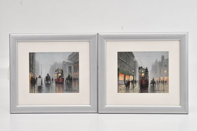 Lot 1544 - E ANTHONY ORME; a pair of pastels, street...