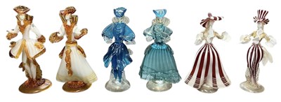 Lot 657 - MURANO; three pairs of 1950s art glass figures...