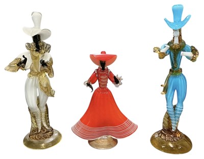 Lot 662 - MURANO; three 1950s art glass figures of...