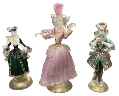 Lot 663 - MURANO; three 1950s art glass figures of...
