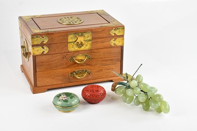 Lot 365 - A Chinese carved and brass mounted wood box,...