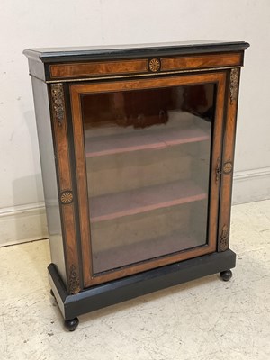 Lot 1091 - A Victorian inlaid walnut and ebonised pier...