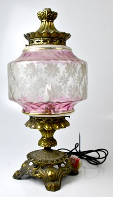 Lot 93 - A Victorian-style metal oil lamp converted to...