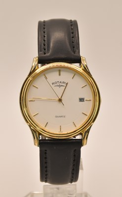 Lot 1686 - ROTARY; a gentleman's wristwatch, the white...