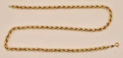 Lot 1355 - A 9ct yellow gold bright cut rope twist...