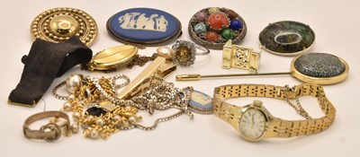 Lot 1527 - ROTARY; a lady's gold plated watch, together...