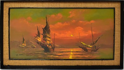 Lot 390 - W CHIANG (Chinese, 20th century); oil on...
