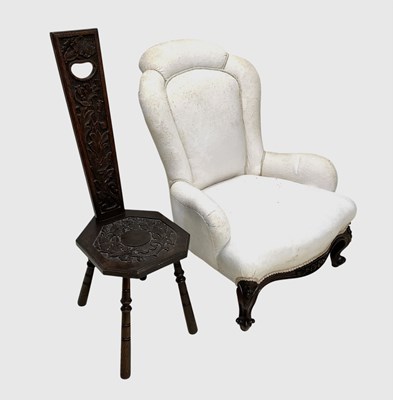 Lot 1037 - A Victorian mahogany salon chair, with...