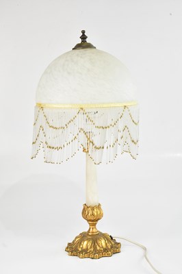 Lot 1308 - A French brass and marble table lamp, with...