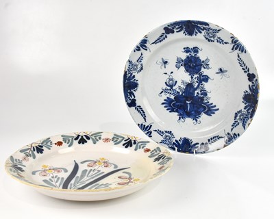 Lot 231 - DELFT; an 18th century blue and white tin...