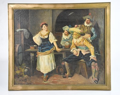 Lot 1744 - A APPEIR: oil on canvas, French tavern scene,...