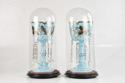 Lot 330 - A good pair of Victorian blue glass table...