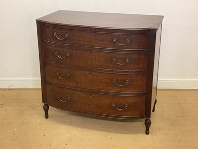 Lot 622 - A Georgian mahogany bowfronted chest of four...