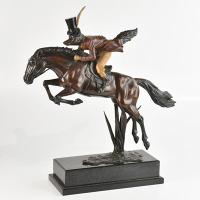 Lot 1332 - A modern patinated bronze figure of a fox...