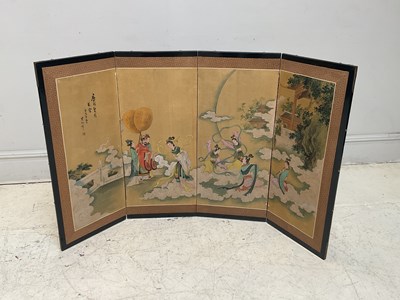 Lot 382 - A Chinese four section folding screen...