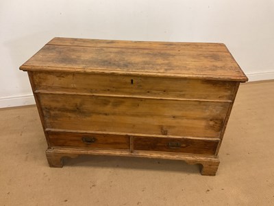 Lot 494 - A pine mule chest with two drawers and brass...