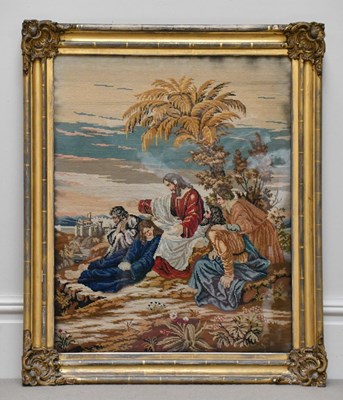 Lot 1346 - A 19th century needlework panel representing...