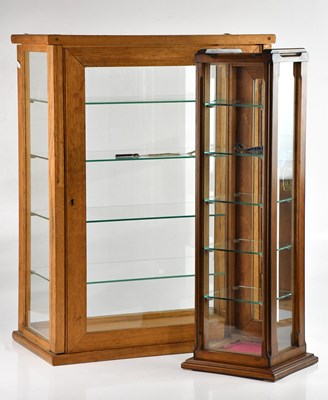 Lot 1373 - An oak framed and glazed tabletop display...