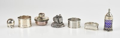 Lot 164 - Three hallmarked silver napkin rings, various...