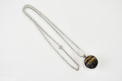 Lot 429 - A hallmarked silver unusual round Blue John...