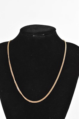 Lot 351 - A 9ct yellow gold flat link necklace, length...