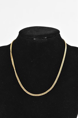 Lot 376 - A 9ct yellow gold flat link necklace, length...