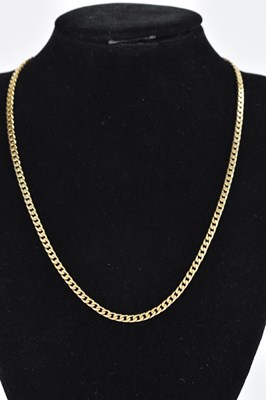 Lot 352 - A 9ct yellow gold flat link necklace, length...
