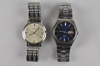 Lot 1110 - LONGINES; a gentleman's stainless steel...