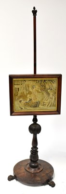 Lot 66 - A William IV rosewood pole screen with...