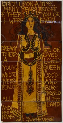 Lot 153 - A slipware tiled panel, comprising eighteen...